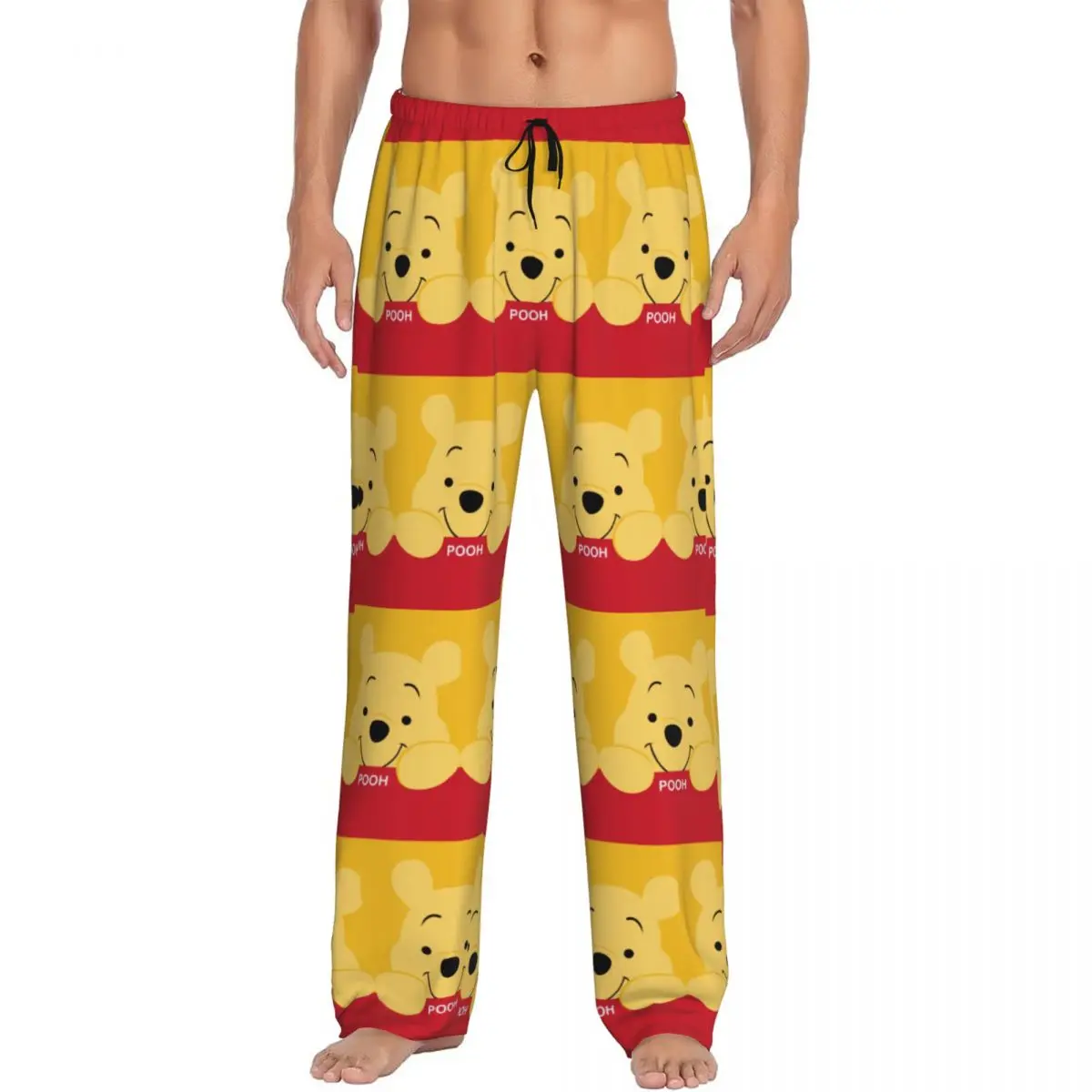 Custom Printed Winnie The Pooh Pajama Pants Men Kawaii Cartoon Sleep Sleepwear Bottoms with Pockets