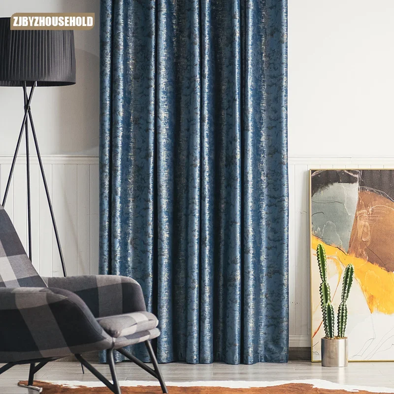 

Nordic Simple Curtains for Living Dining Room Bedroom Modern Light Luxury Velvet Bronzing Shading Luxury High-end Flannel New