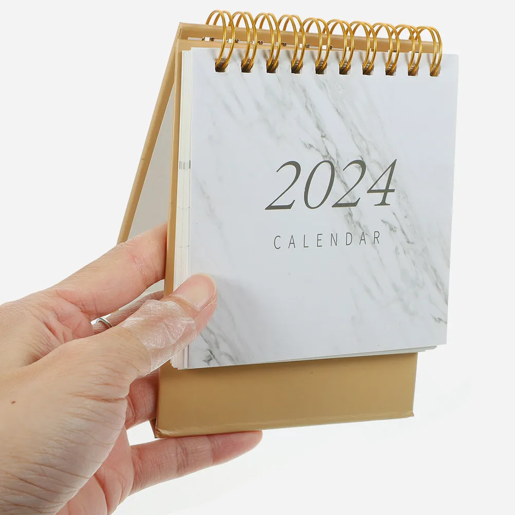 

Marble Pattern Desk Calendar Small Desktop Standing Calendar Office Monthly Note Organizer Home Furnishing Decor 2024 Daily Use