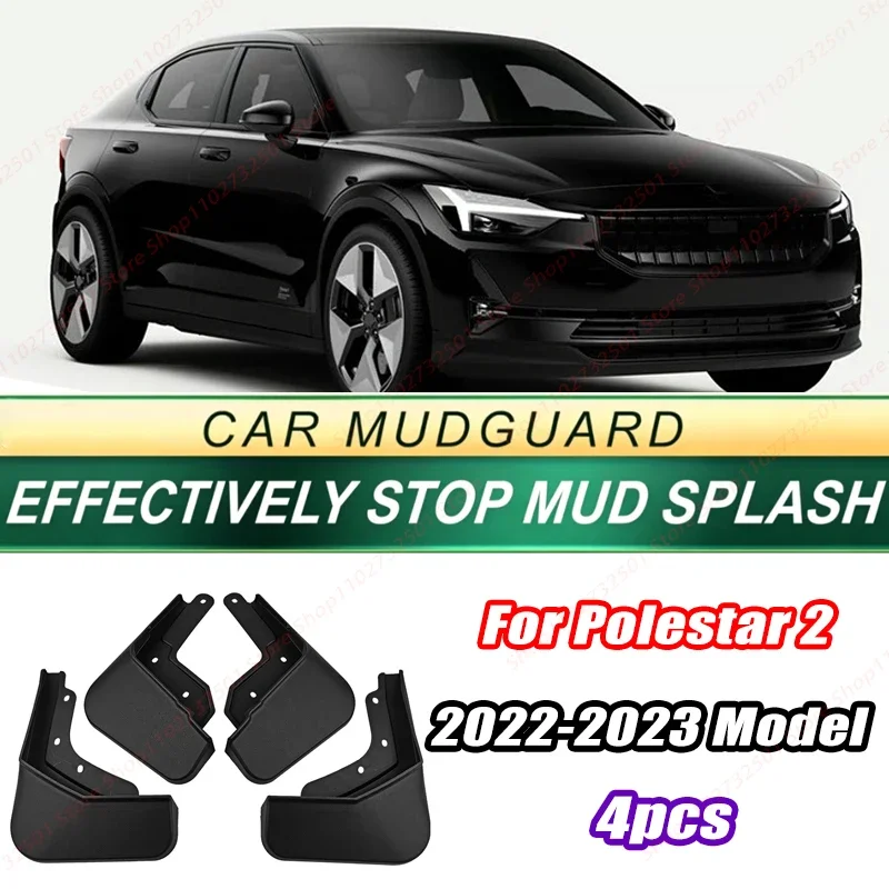 For Polestar 2 2022-2023 Model 4PCS Front Rear Mud Flaps Splash Guards Fender Mudguards Auto Accessories