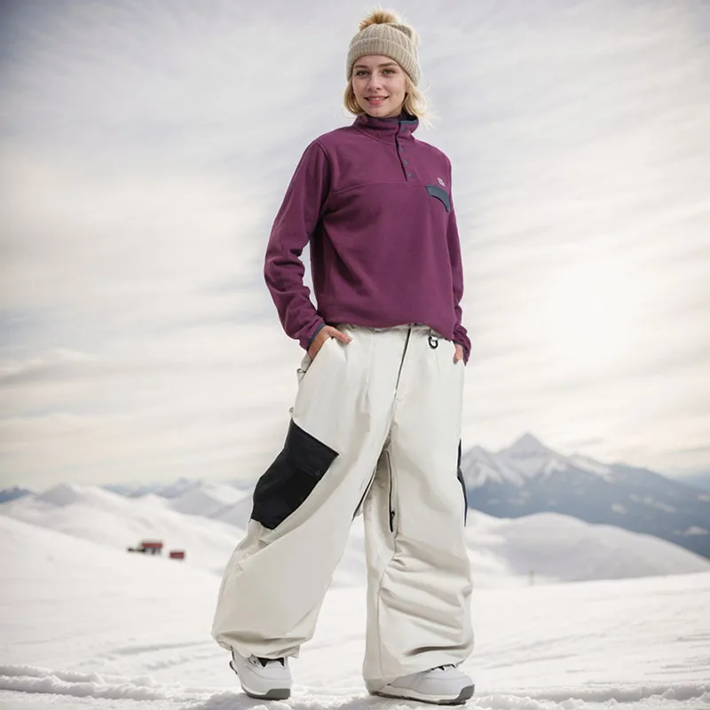 

2025 New Skating Men's Snow Pants Work Clothes Loose Single Board Waterproof Professional Snow Clothes Women's Warm Pants