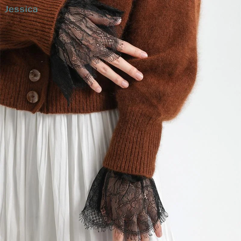 ♥ ♥ ♥ ♥ Polsini pieghettati per abito da sposa con polsini falsi in pizzo staccabile da donna