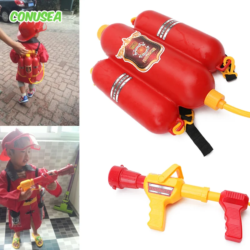 Fire Backpack Water Gun Large Capacity Fireman Water Guns Pull Out Shooting Summer Pool Beach Water Games Outdoor Toy Kids Gift