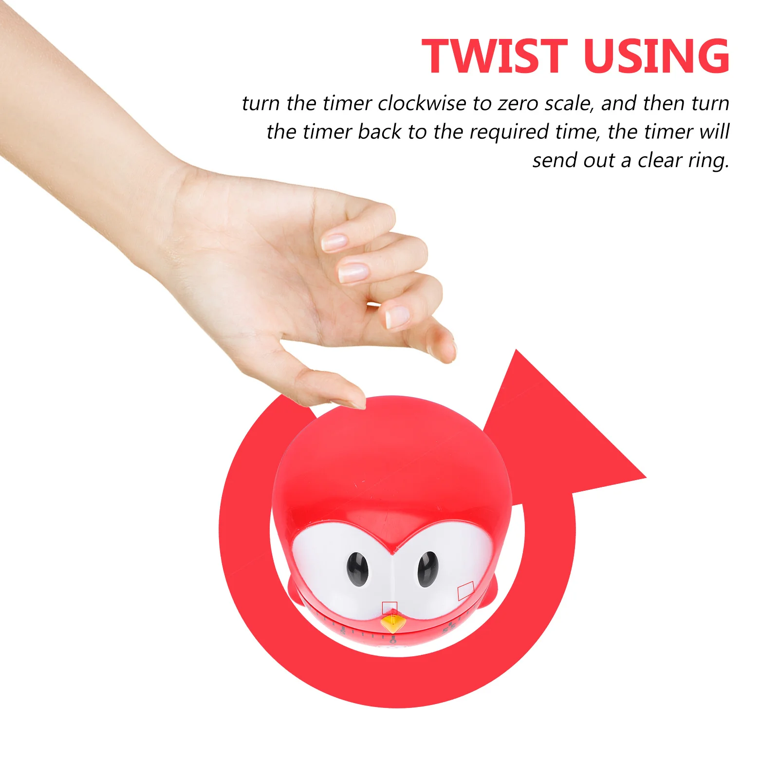 

Cartoon Animal 60 Minute Mechanical Kitchen Timer Red Metal Cooking Baking Game Exercise Home Use Easy