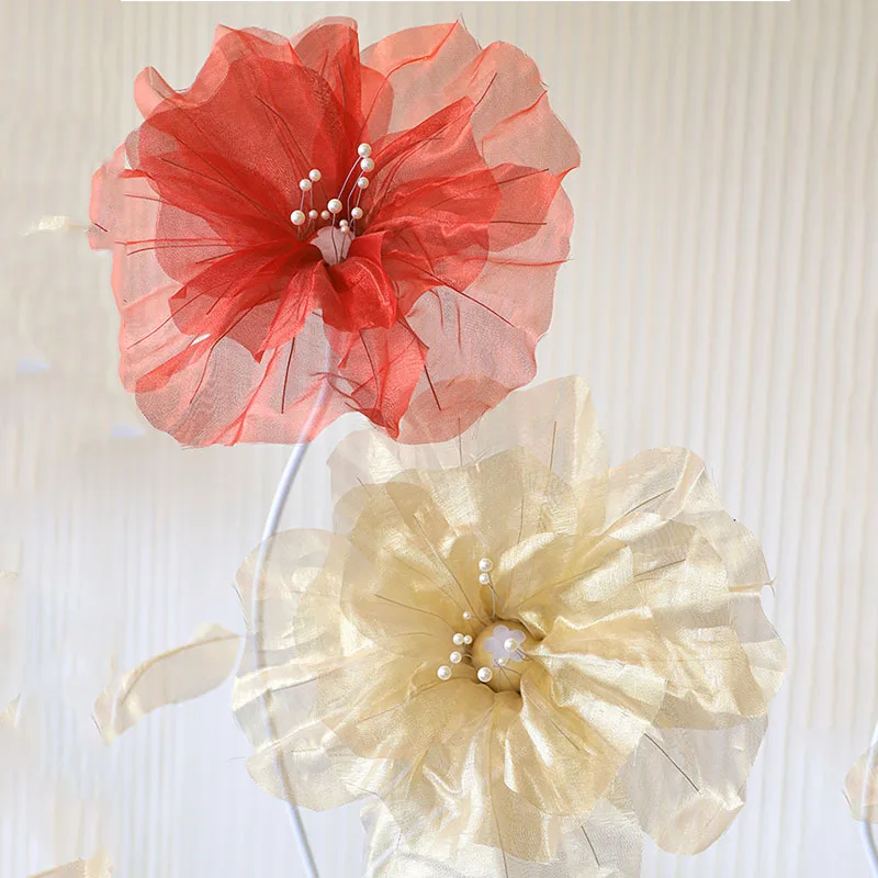 Artificial Yarn Flower Wedding Road Leads Poppy Flower Party Backdrop Decor T Stage Scene Layout Window Display Floral Stand