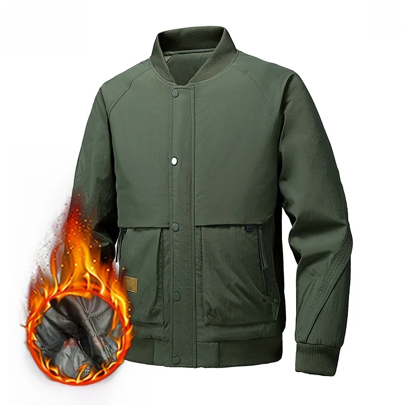 

Thiened Casual Stand Collar Men's Jaet Autumn Winter New Sle Workwear Cotton Clothes Youth Faion Stand Fit Zipper ...