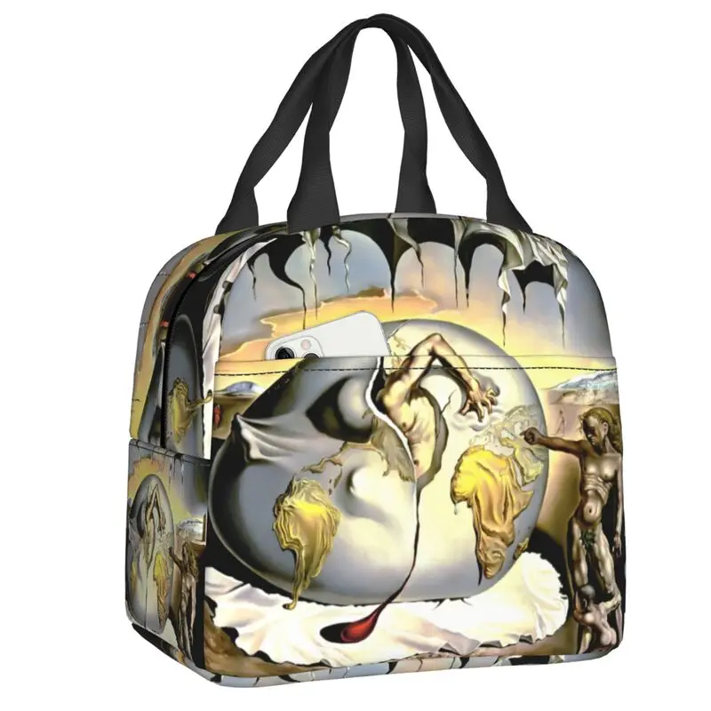 

Child Watching The Birth Of The New Man Insulated Lunch Bags Salvador Dali Painting Art Portable Thermal Cooler Bento Box Work