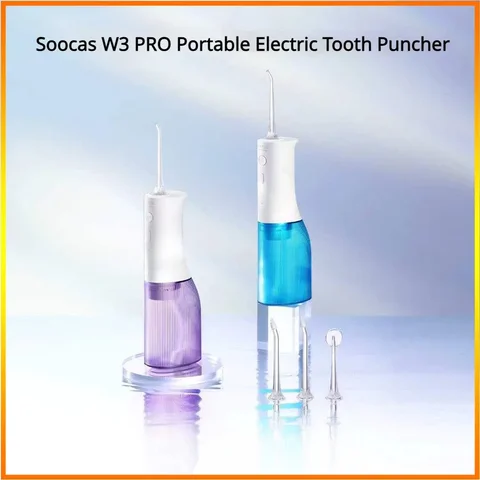 Original soocas w3 pro água flosser dentes 4 tipo bocal limpador irrigador oral recarregável limpador tanque de água removível