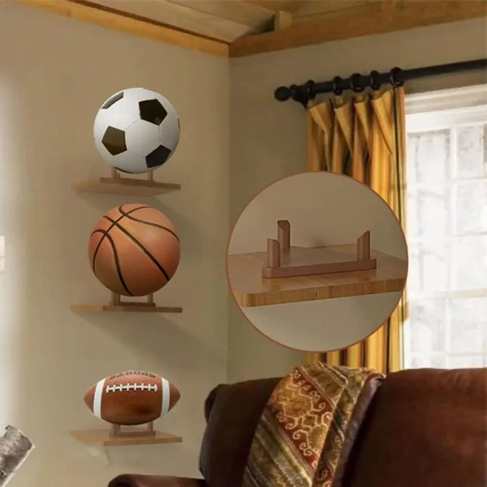 Idea de regalo para el día del juego, soporte de exhibición de pelota triangular de nogal sólido para baloncesto, fútbol, coleccionista deportivo multifuncional