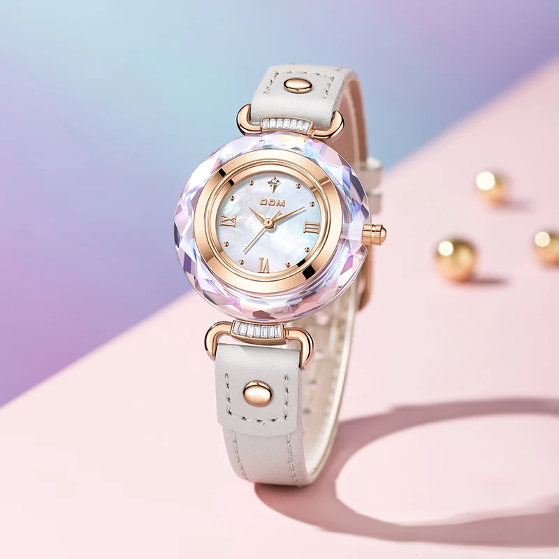 DOM 1613 elegante reloj de cuarzo para mujer correa de cuero de moda reloj de pulsera de negocios resistente al agua relojes casuales para mujer reloj de mujer