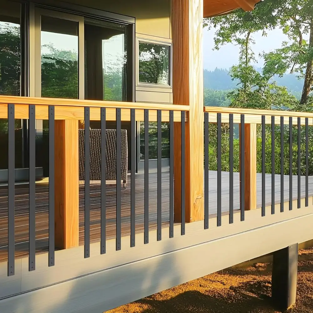 Eixos de deck de ferro fundido para serviço pesado, 32,25-51 polegadas, 51 pacotes, balaústres planos e retos com parafusos para deck de escada ao ar livre e varanda