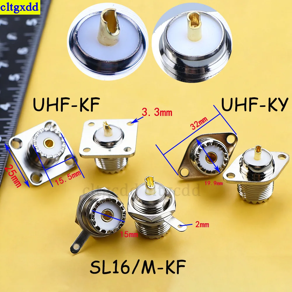 Cltgxdd 2/5/10piece UHF-KF UHF-KY SL16 SO239 SO-239 female socket chassis panel installation connector flange coaxial adapter