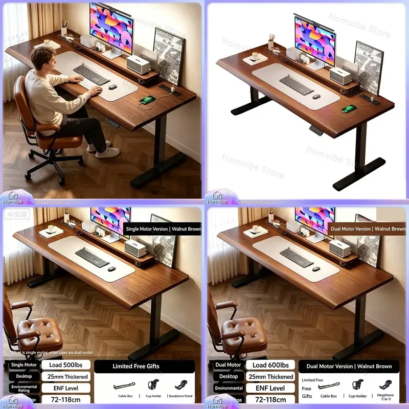 Height Adjustable Standing Desk Sit Stand Up Workstation Home Office Gaming Computer Table Ergonomic Lift Desk