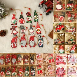 9/12pcs 크리스마스 난쟁이 나무 펜 던 트 크리스마스 트리 장식품을 매달려 새 해 2024 크리스마스 선물 장식 노엘 홈 장식