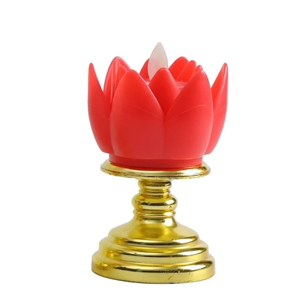 

New Prayer LED Candle Lamp Colorful Battery Operated Lotus Lamp Long-lasting Light Simulated Candlestick Buddhist Decoration