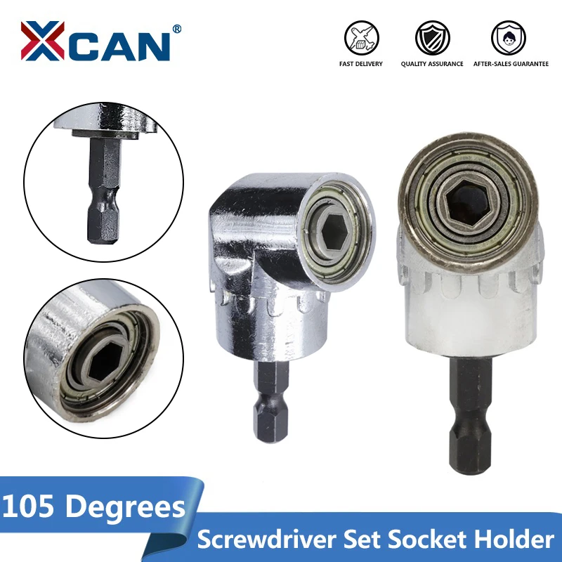 XCAN 105 Angle Screwdriver Set Socket Holder Adapter Adjustable Bits Drill Bit Angle Screw Driver Tool 1/4'' Hex Bit Socket