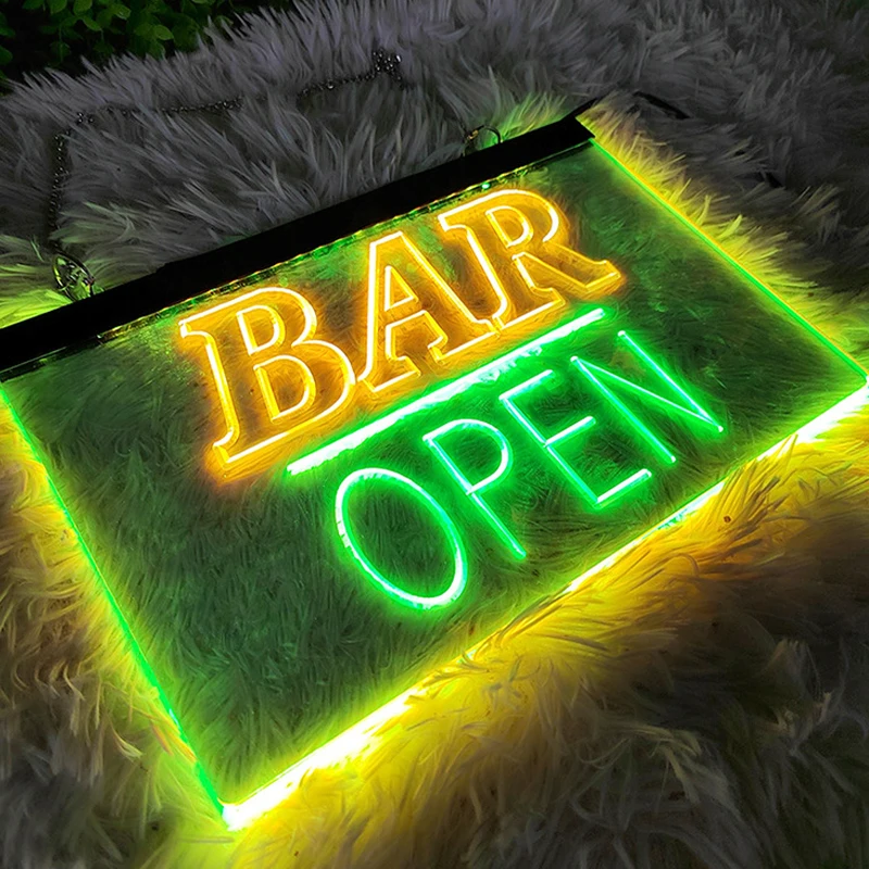 Open Bar Neon Sign Carve Personality Led Lights For Restaurant Decoration Coffee Bars Wall Luminosity Decor USB Neon Lights