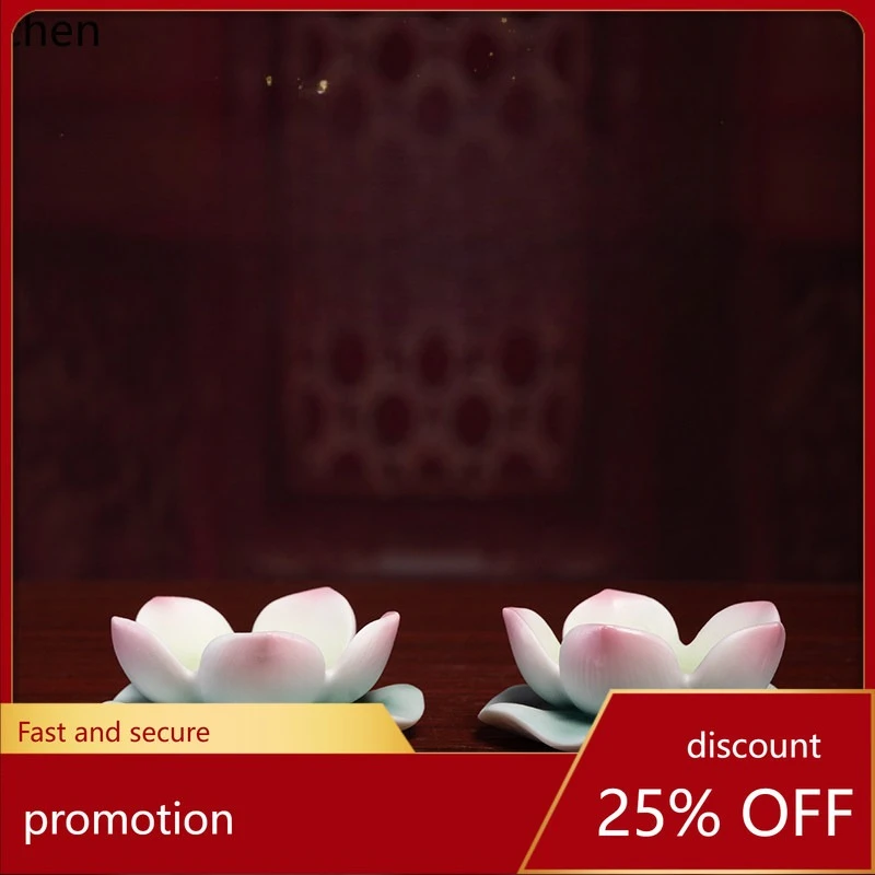 Cz ceramic lotus candle holder for   butter lamp base, candle offering, home buddhist shrine complete collection of ornaments