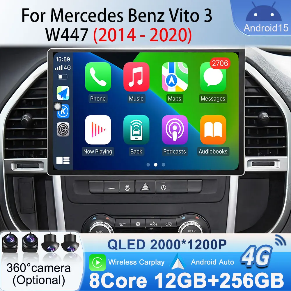 

Android Auto WIFI Autoraido Intelligent Systems DVD Car Radio Head Unit Wireless For Mercedes Benz Vito 3 W447 2014-2020 CarPlay