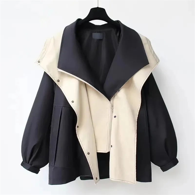 Windbreaker Coat Women\'s Mid length 2023 Spring and Autumn New High end Fashion Waistband Hooded Charge Workwear Coat Commuter