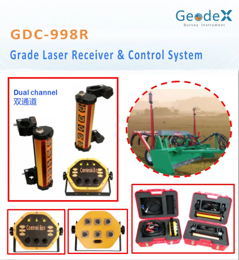 Dual-Channel Laser Receiver and Control System GDC998R Excavator Universal Machine Level Laser Receiver with Control Box