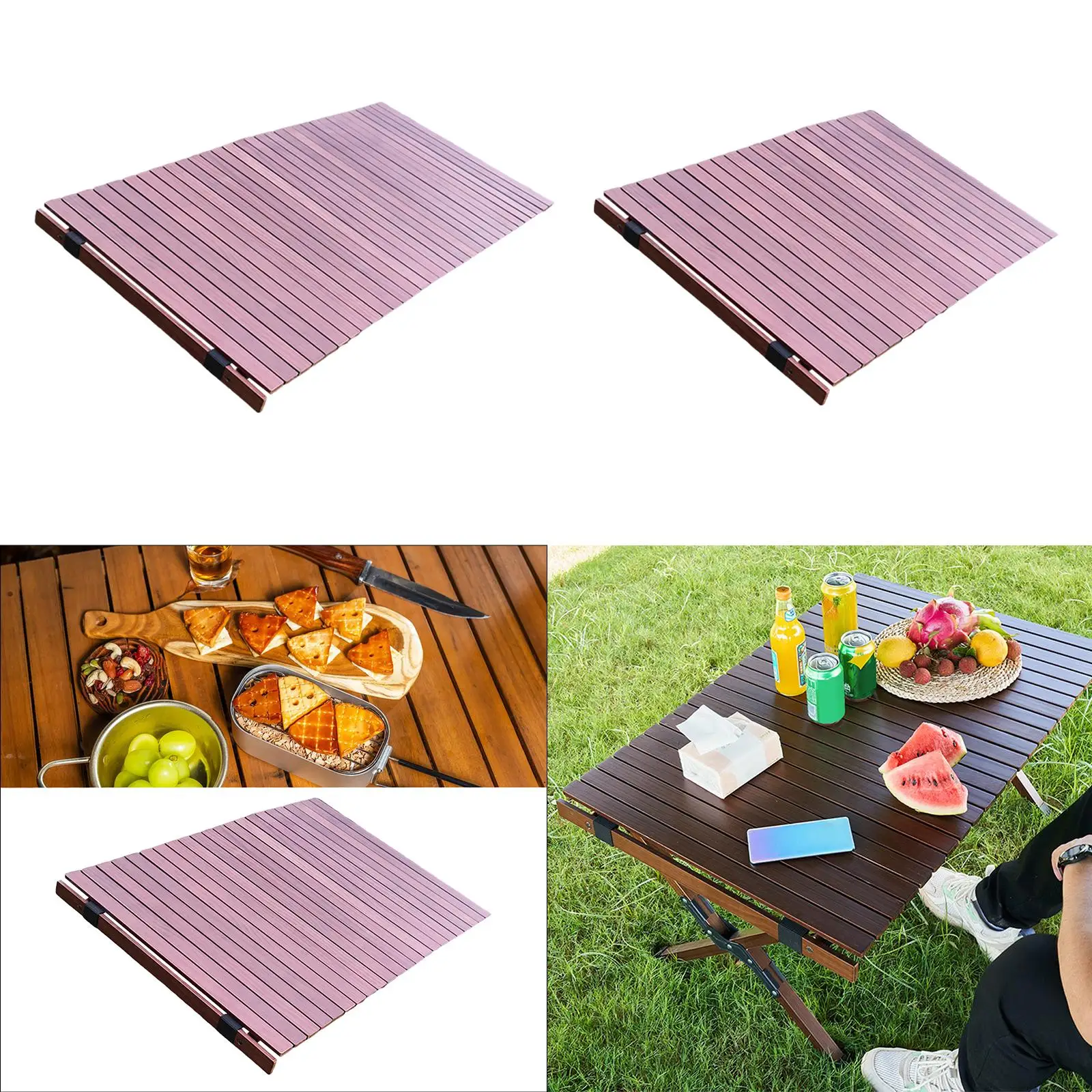 

Wooden Outdoor Foldable Roll up Table Top Panel Sturdy Simple Assembly Spare Parts Multipurpose for Camping Trailers Retractable