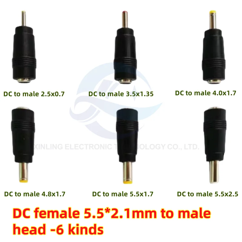 2pcs DC5.5 Power Converter Straight Head Elbow Size Adapter DC3.5/4.0/2.1/2.5 Revolution Female Plug