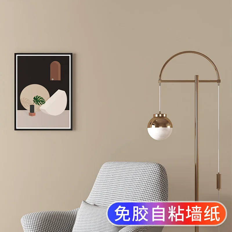 Beige Milk Tea Cream Style Bedroom Background Wallpaper Self Adhesive Home Decor 2025 New Popular Wall Sticker