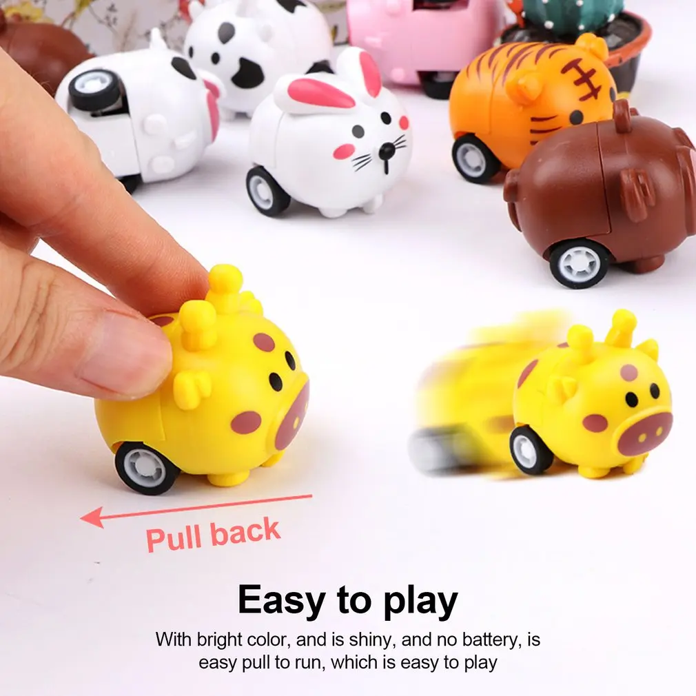 Cute Animal Mini Pull Back Car Puzzle Toy Inertial Mini Car Children Toys Parent-Child Interactive Toys Birthday Party Favor