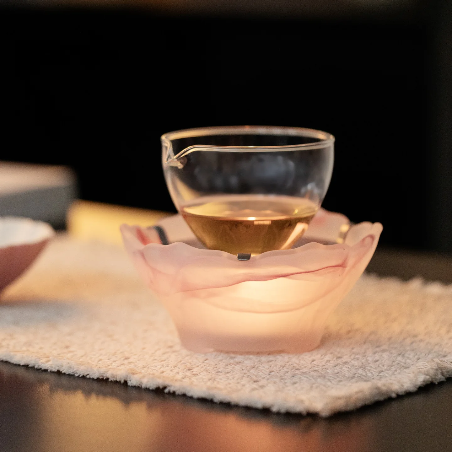 

Zml glass tea warmer teapot fair cup thermal insulation bottom seat tea ceremony accessories