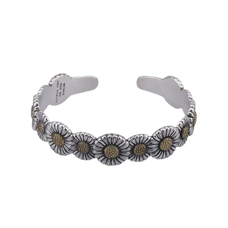 

Boutique Trendy 925 Silver Daisies Small Crowd Design Simple Sunflower Bracelet Clothing Accessories Gift Jewelry