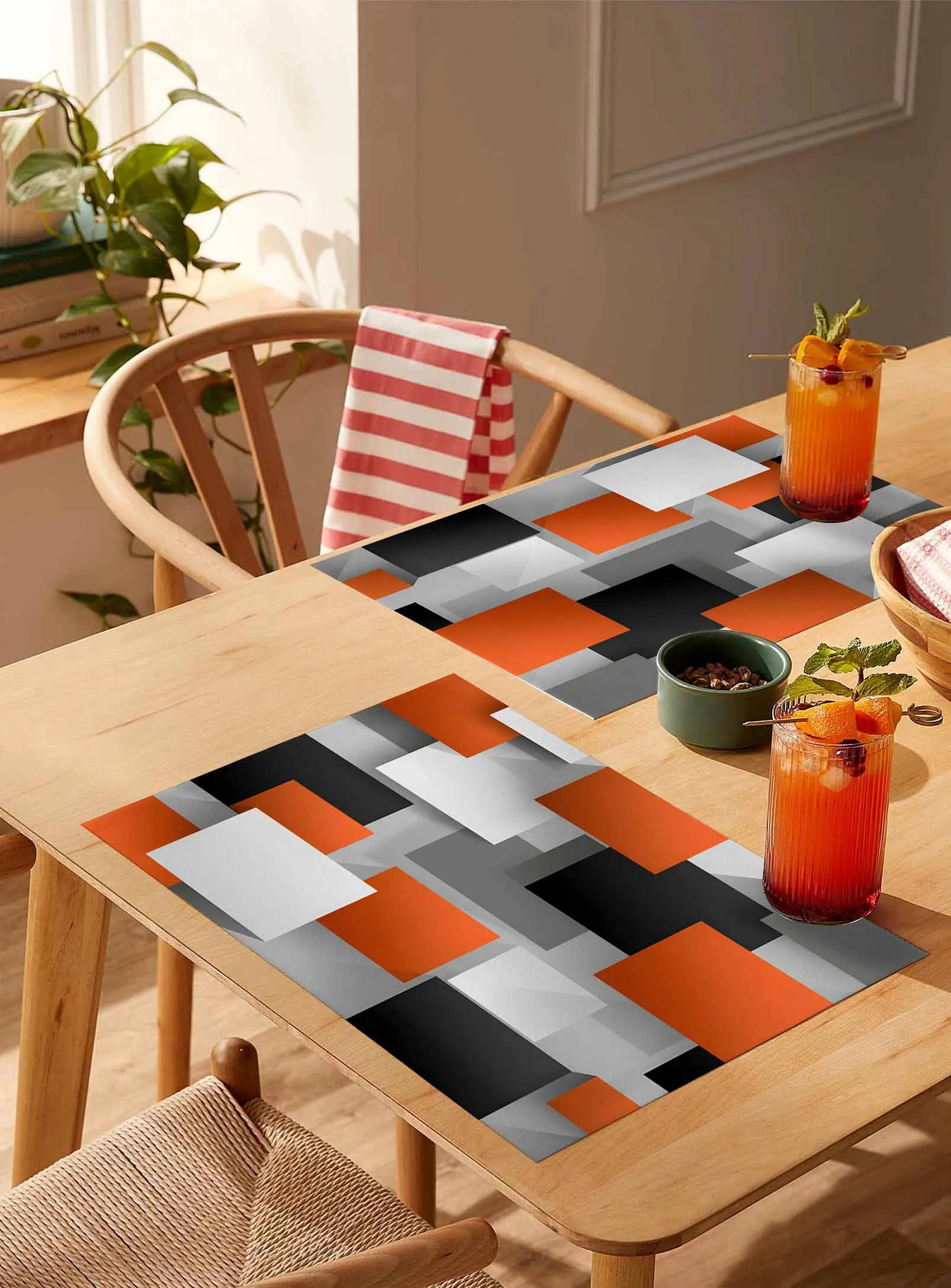 

4/6 Pcs Modern Abstract Art Decor Placemat Wedding Party Dining Decor Linen Table Mat Kitchen Accessories