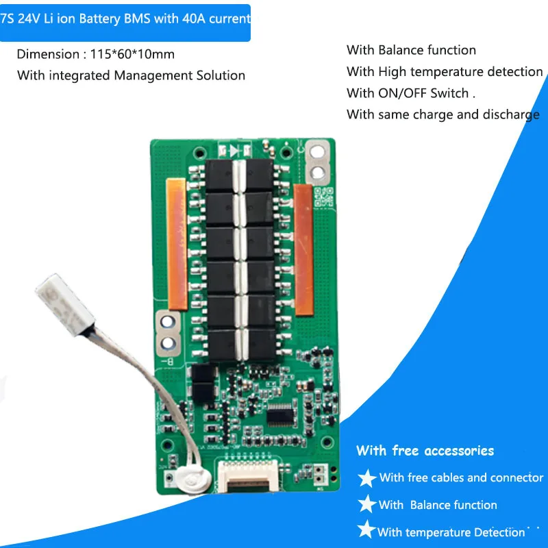 7S 24V Li ion Battery or 29.4V NCM Battery BMS with 30A or 40A Constant current