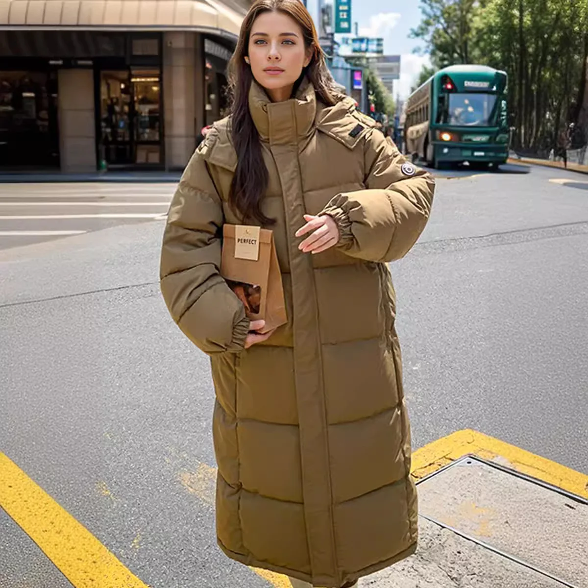 YJKDYK 2024 New Winter Women's Long Cotton Jacket Female Hooded Warm Thicken Parkas Coats Women's Pure Color Bread Jacket