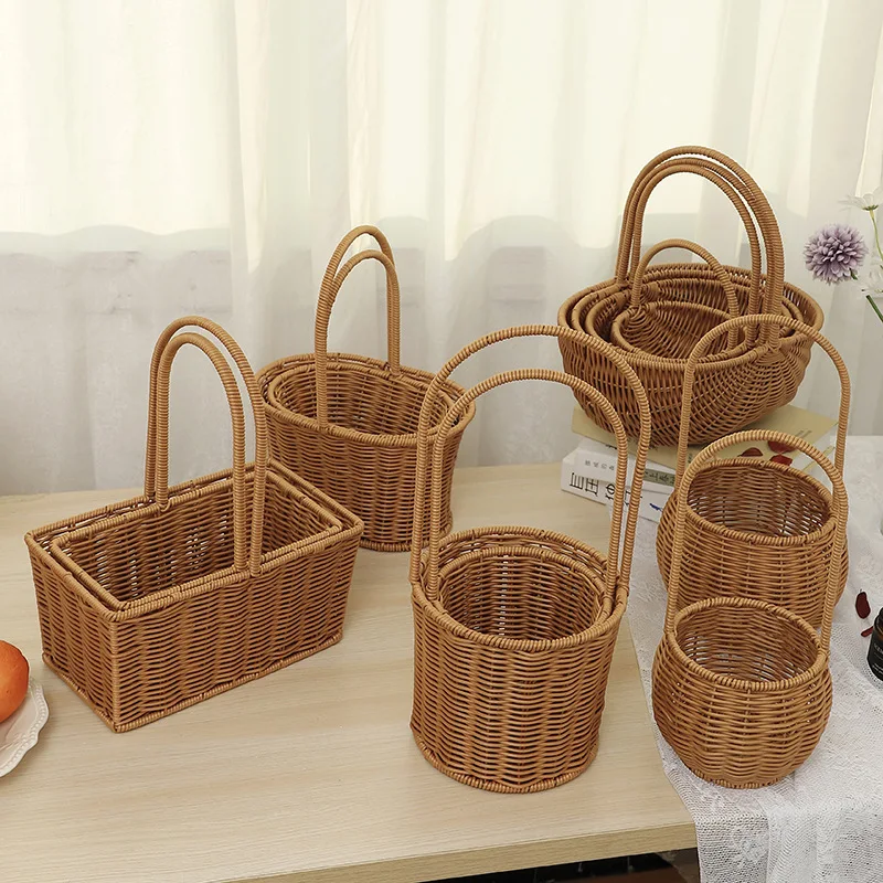 Mini cestino piccolo da picnic in vimini di bambù e rattan di alta qualità lavorato a maglia per bambini