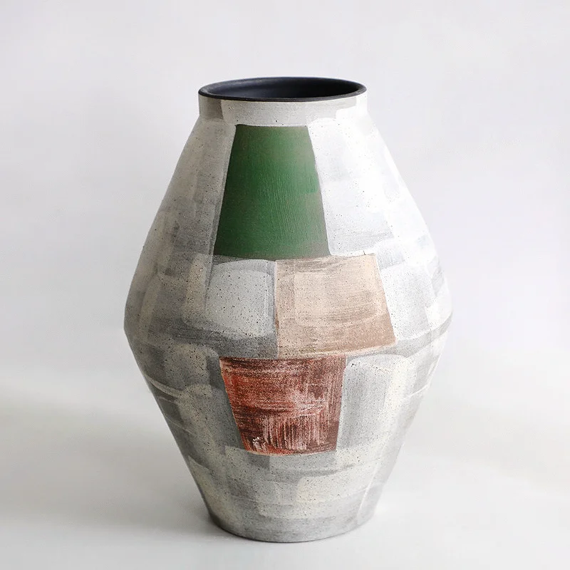 

Wabi-Sabi Ceramic Vase, Japanese Hand-Painted Pot, Hotel and Guesthouse Decoration, Creative Home Decor, Minimalist Flower Vase