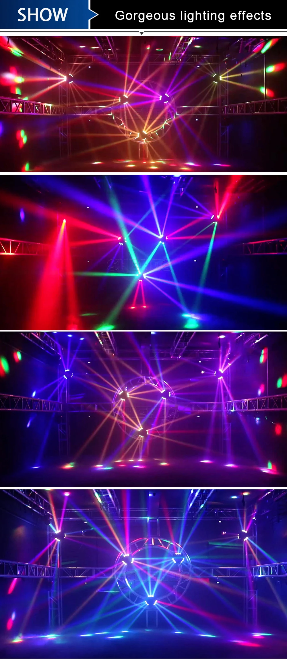 9 x 10 W LED Moving Head RGBW Spider Party Lichter DMX 512 für DJ Disco Hochzeit Nachtclub KTV Bühnenbeleuchtung – Detail 5