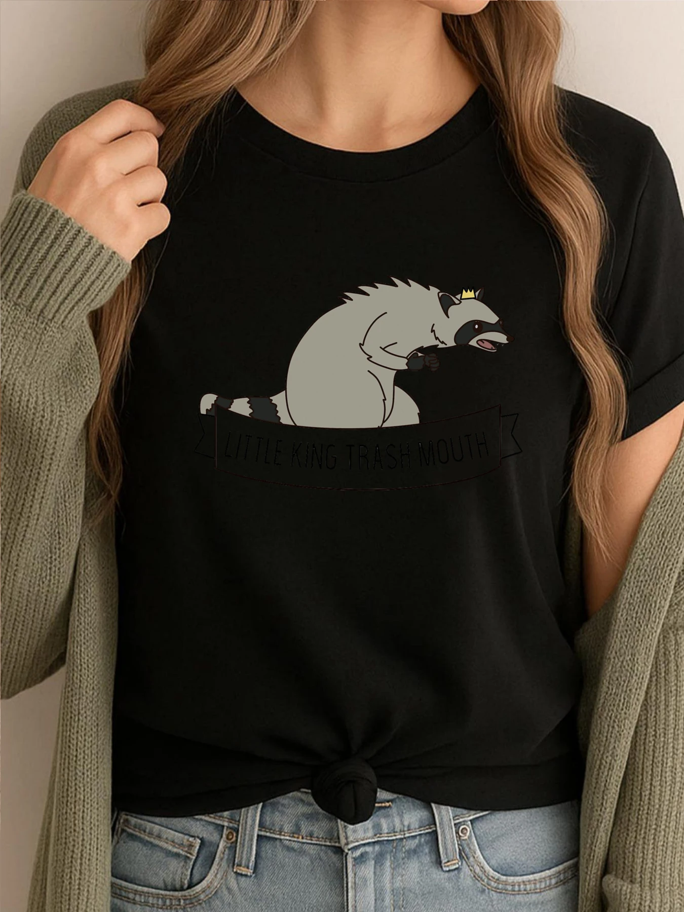 

Little King Trashmouth Oversized T Shirt Women Camiseta Classic Printed Tees Female Luxury Clothes Retro Style