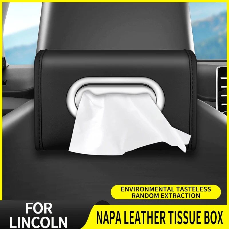 Car Seatback Tissue Organiser Box For Lincoln MKZ MKX Aviator Navigator Continental Corsair Sun Visor Console Tissue Bag view 2