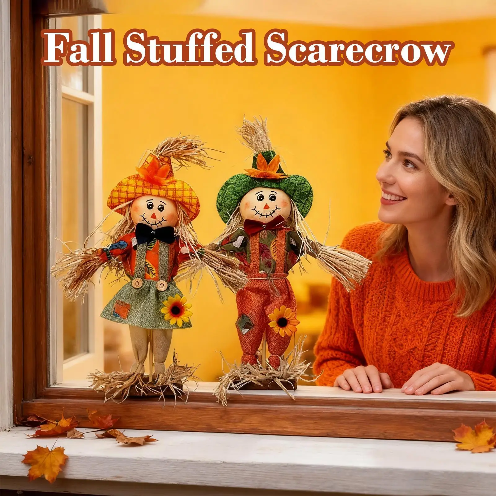 Scarecrows Fall Decor 2 Pieces Fall Stuffed Scarecrow 14inch Stakes With Cloth And Hat For Yard Lawn Porch Home Party Festival