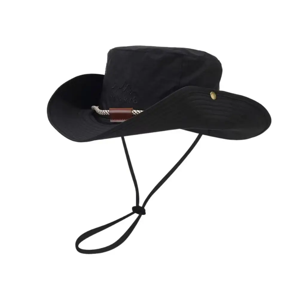 

Breathable Solid Color Western Cowboy Hat Big Brim Sunscreen Sun Hat Sun Protection Bucket Hat Hiking Cap Travel