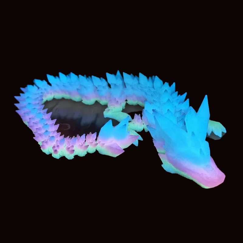 3D Printed Crystal Dragon Rotatable Articulated Dragon Western Style Craft Dragons Office Desktop Ornament Birthday Gift Kid Toy