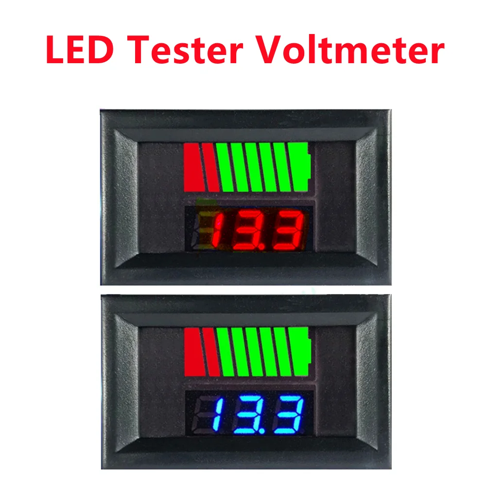 Car Battery Charge Level Indicator 12V 24V 36V 48V 60V 72V Lithium Battery Capacity Meter Tester Display LED Tester Voltmeter