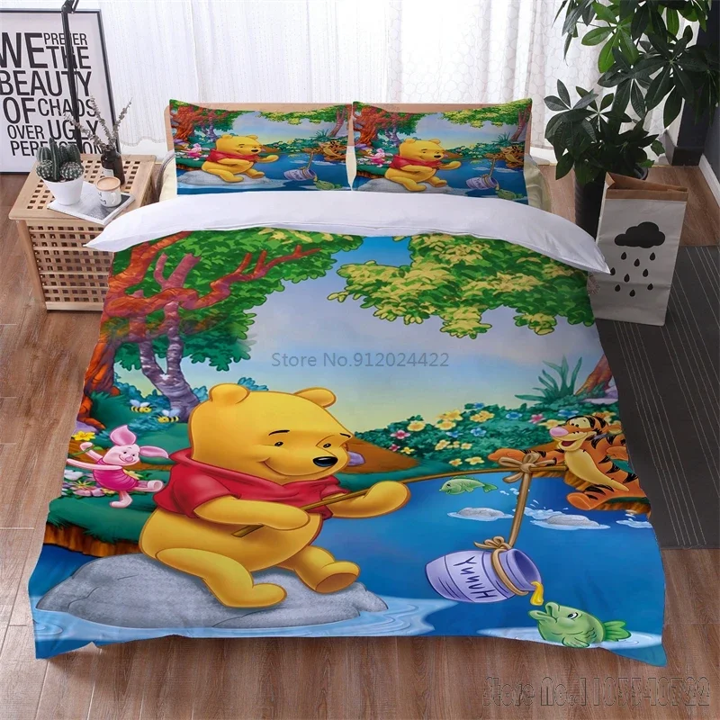 Disney Winnie The Pooh Love Child Duvet Cover Set HD Comforter Cover Bedclothes for Kids Bedding Sets Bedroom Decor