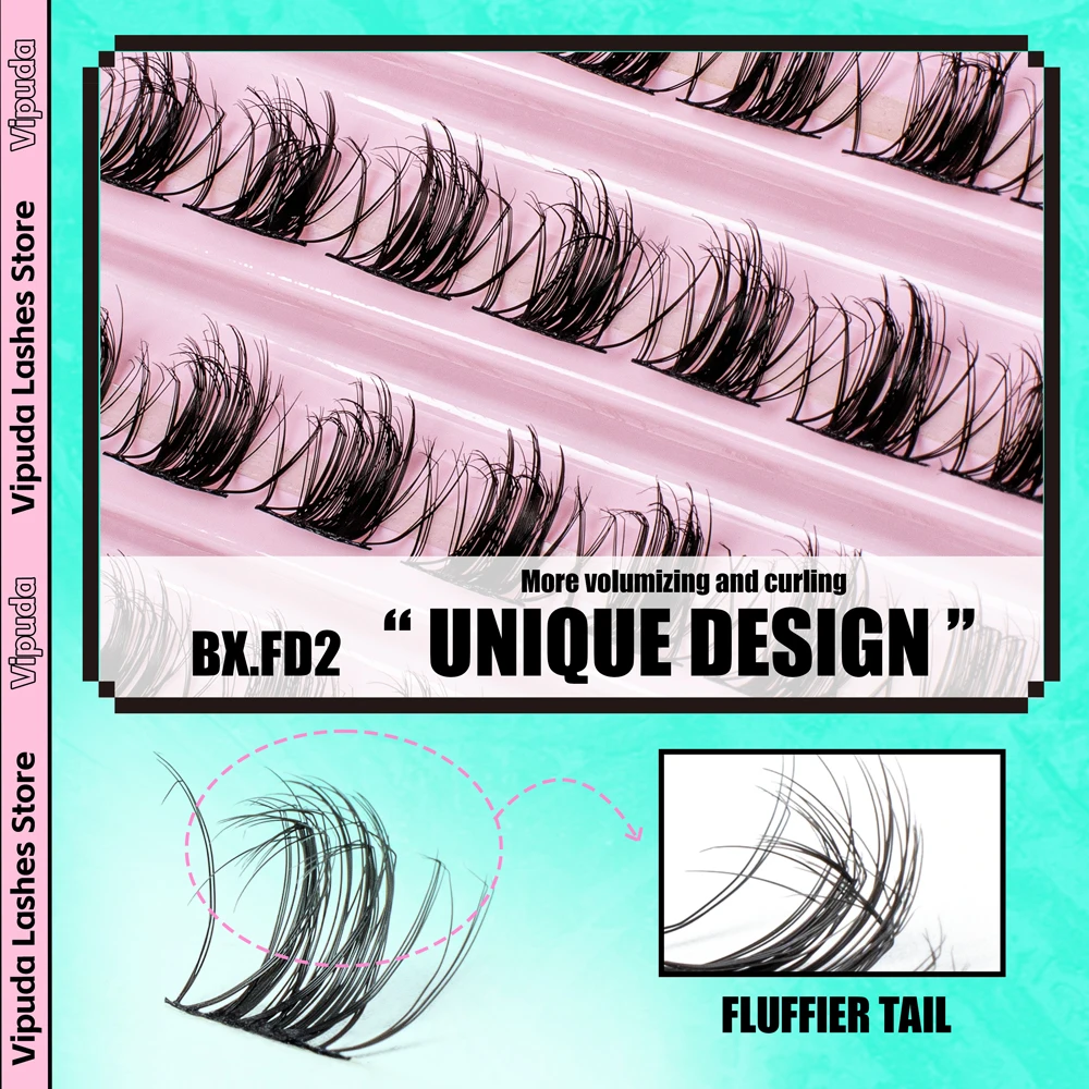Vipuda Cluster Lashes Mixed Length DIY Eyelash Segmented Eyelashes Volume Individual Lashes Soft Fluffy Faux Mink Lashes