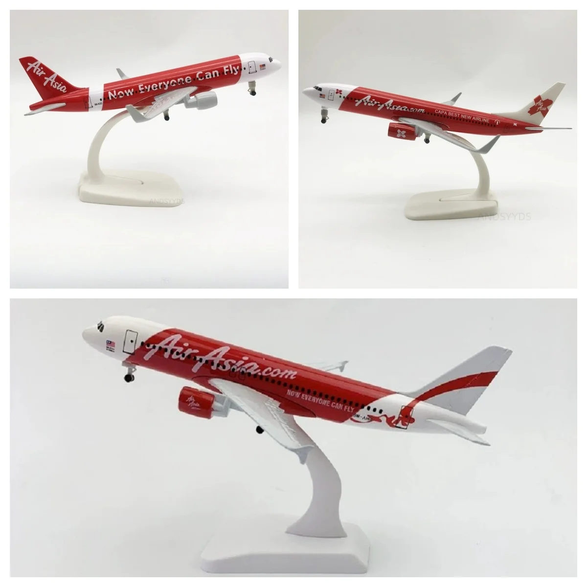 

20cm Air Asia Series Airlines Model A320/B737 Airlines Metal Aircraft Replica Alloy Miniature Airplane Toy Aviation Mold Gift
