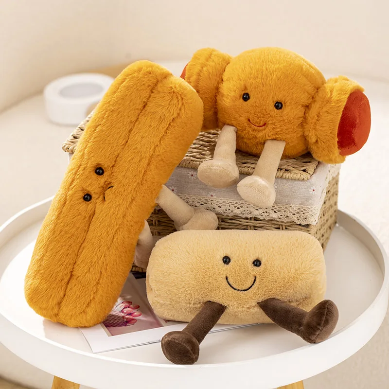 Cute Cartoon Breakfast Series Deep-Fried Dough Sticks/Cookie Bread/Sausage Bag Kawaii Plush Toys Children's Handmade Doll Gifts view 2