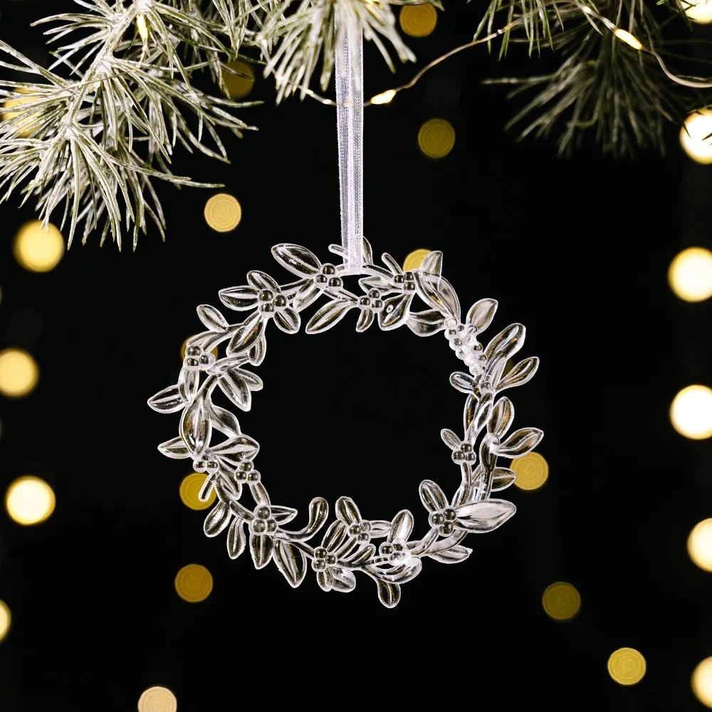 

Acrylic Acrylic Christmas Pendants Transparent Hanging Pendant Transparent Tree Hangings Clear Simulation Elk Crown Decor