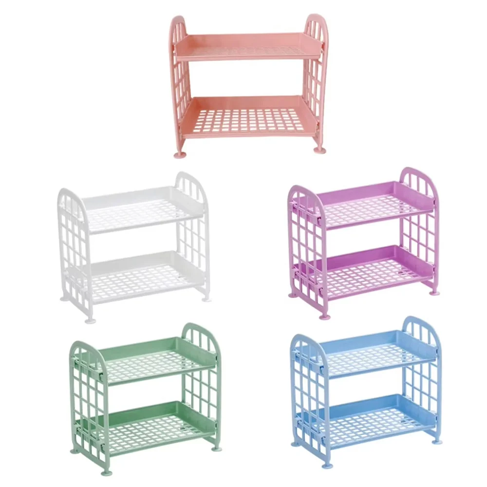 رف تخزين سطح المكتب منظم الرف للطي البلاستيك تخزين الرف أشتات مستحضرات التجميل القرطاسية الرف للمنزل مكتب عنبر