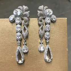 Bilincolor Fashion Clear Cubic ZIrconia Tassel Earring for Women Wedding Jewelry